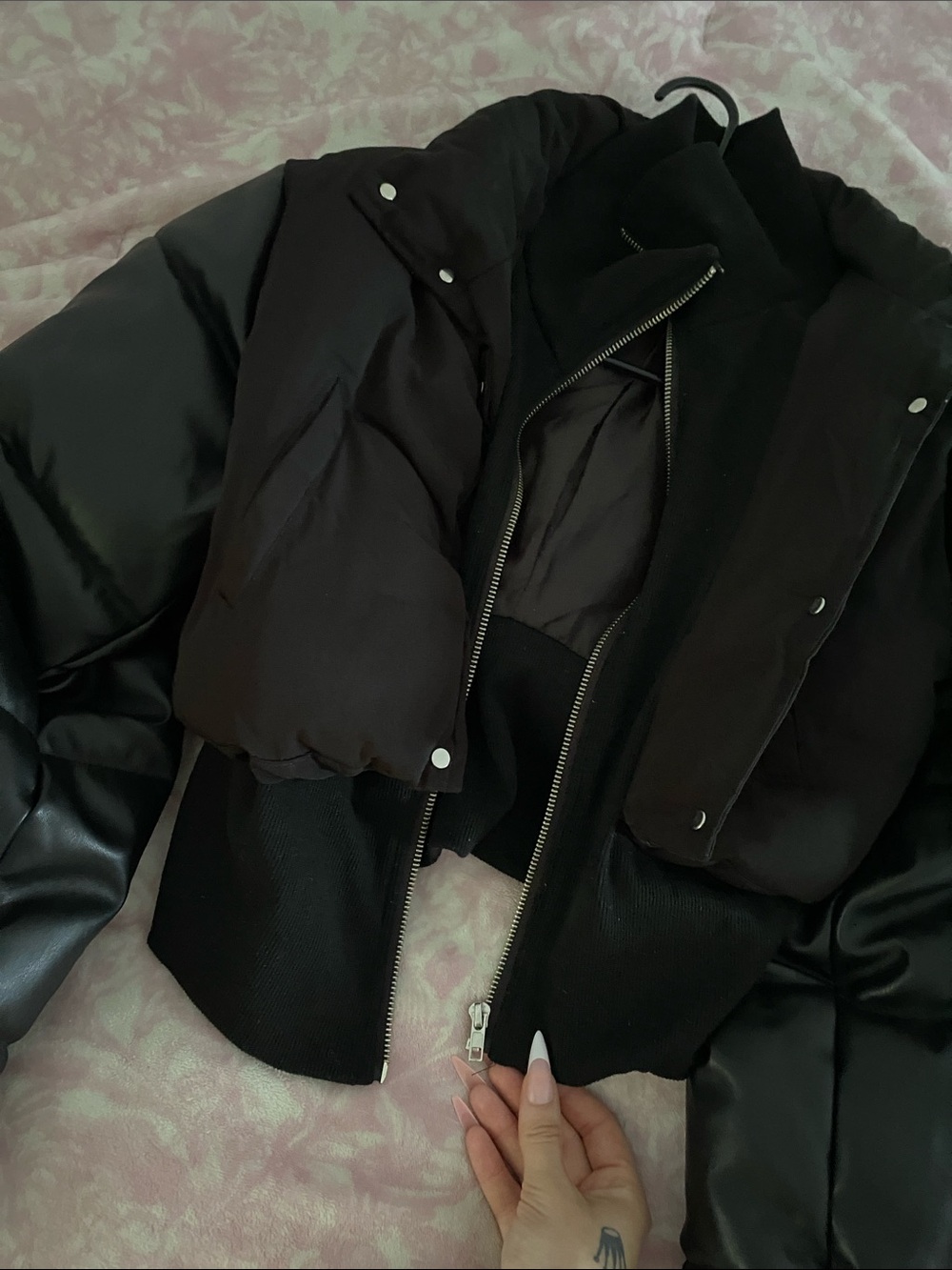 Bomber Jacket Leather Sleeves